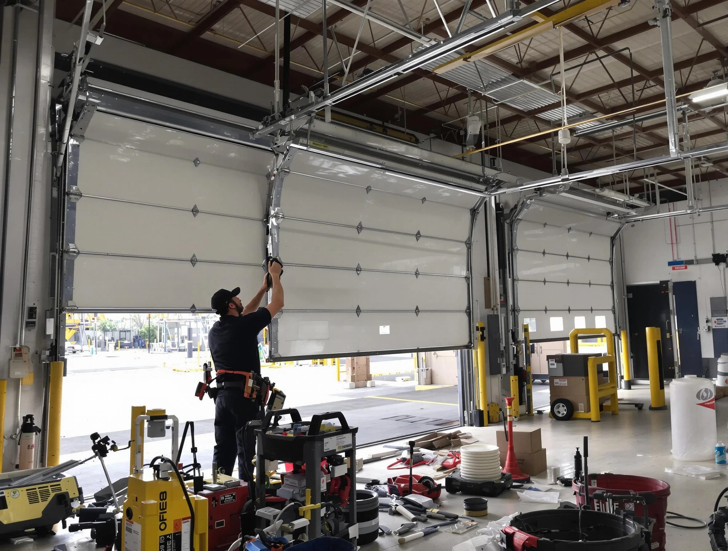 Mequon Garage Door Repair technician performing commercial garage door repair in Mequon