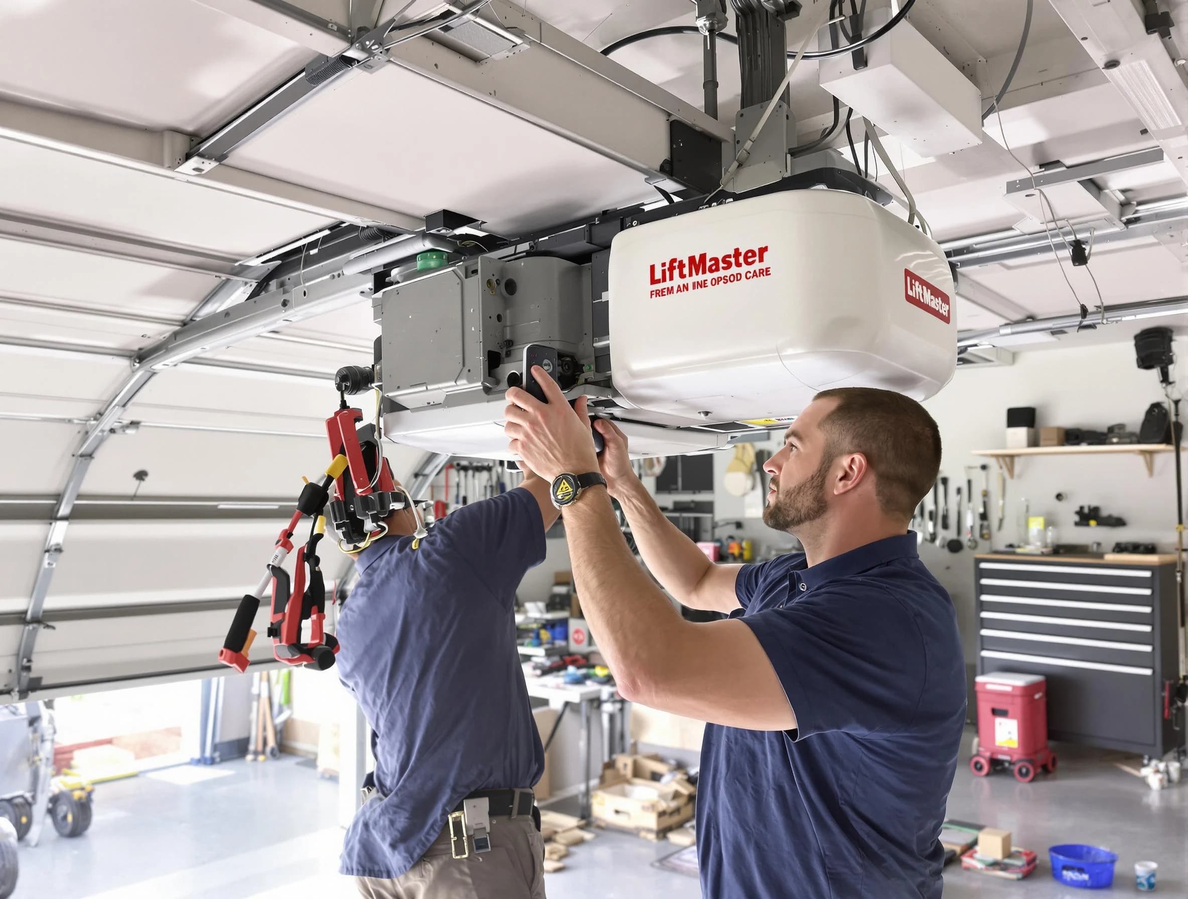 Mequon Garage Door Repair technician performing advanced diagnostics on garage opener in Mequon