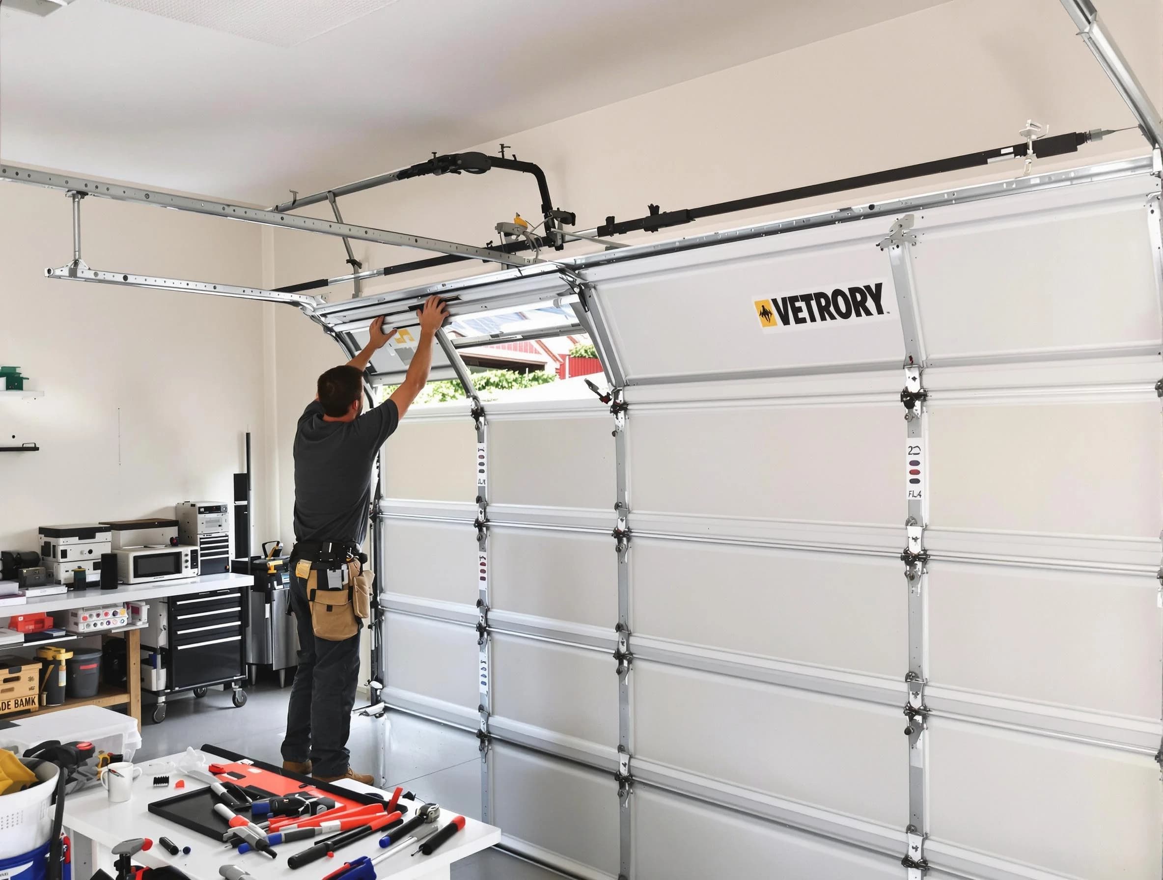 Mequon Garage Door Repair technician performing section replacement in Mequon