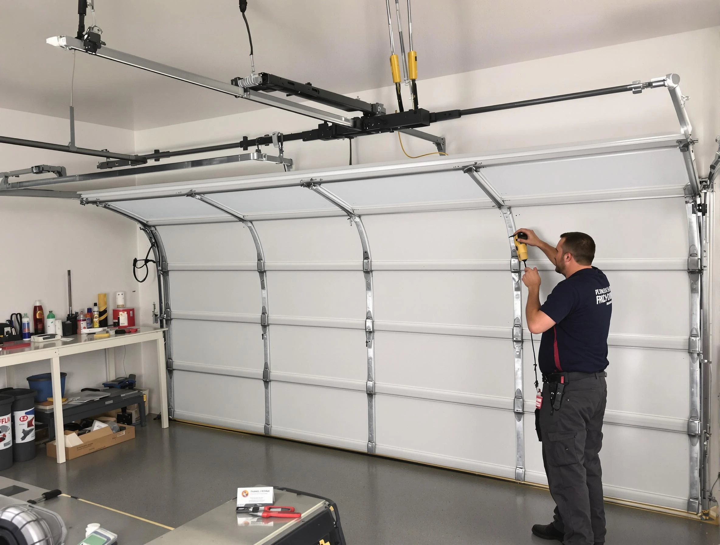 Mequon Garage Door Repair certified technician performing overhead door system repair in Mequon