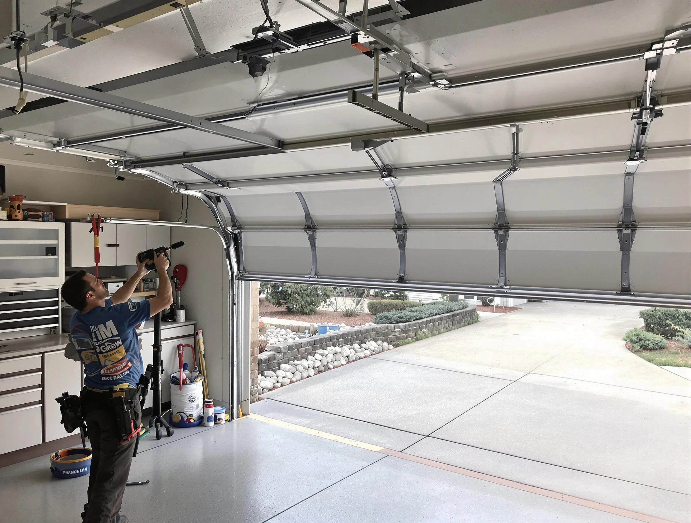 Garage door track repair service by Mequon Garage Door Repair in Mequon